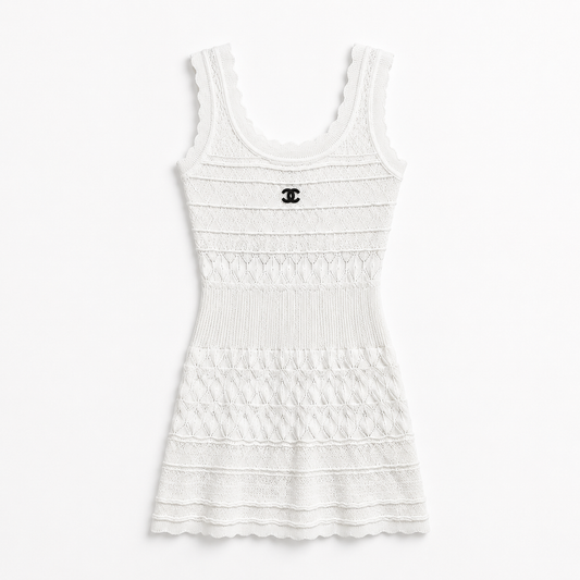 "CH" MINI DRESS WITHE