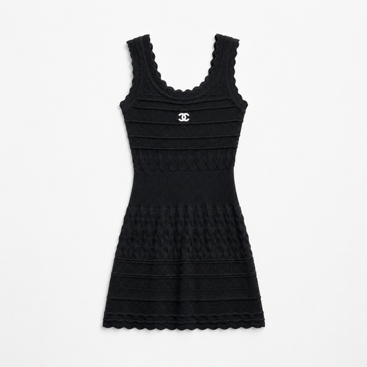"CH" MINI DRESS BLACK
